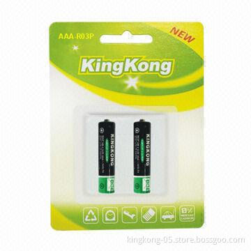 AAA Carbon Zinc Batteries in Blister Card, with CE and RoHS Approvals